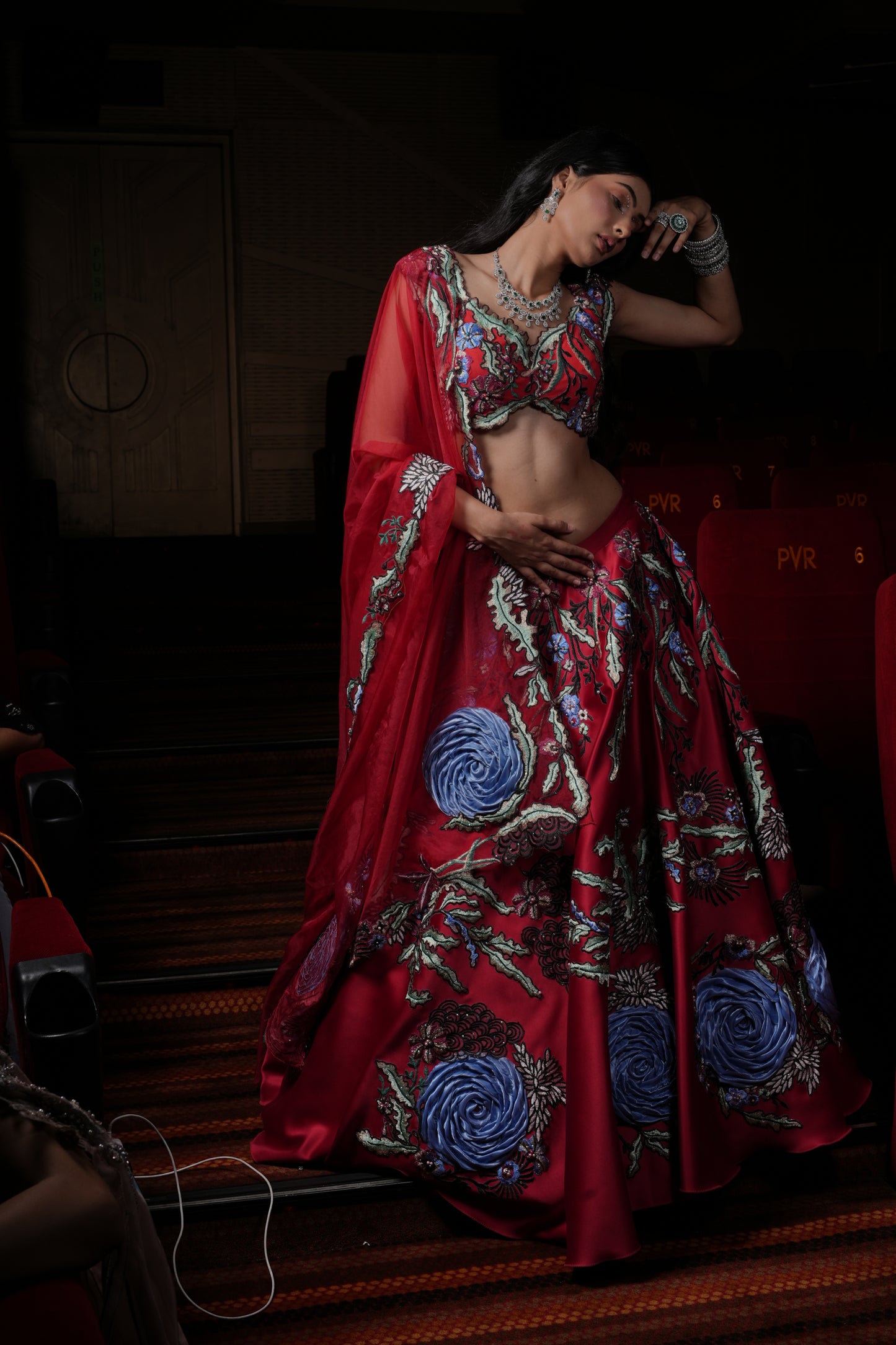 Floral Red Lehenga